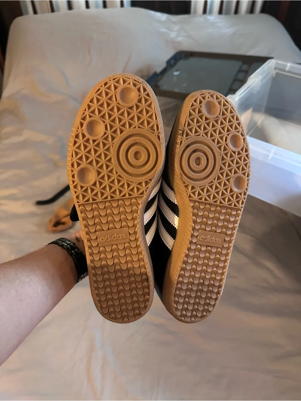 adidas Black Mary Jane Sneakers with White Stripes and Gum Sole